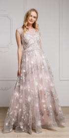 Floral & Embroidered Full Length Prom Gown #a2018