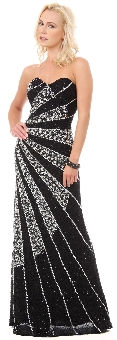 Strapless Sequins & Rhinestones Long Formal Prom Dress. 10155.
