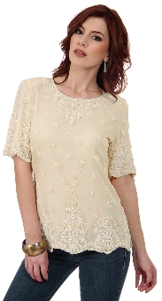 Short Sleeved Scoop Neck Blouse. 1019.