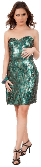 Strapless Sequin Beaded Short Formal Prom Dress. 10209.