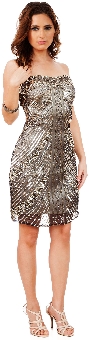 Strapless Short Sequined Homecoming Prom Dress. 10210.