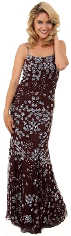 Miniature Flowers Beaded Spaghetti Straps Plus Size Prom Dress. 1054.