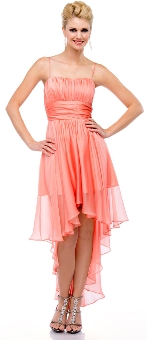 Spaghetti Straps Ruched High Low Cocktail Cocktail Dress. 11413.
