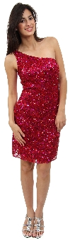 Hand Beaded and Sequined One Shoulder Short Dress. 1151.