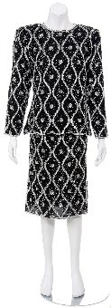 Flowing Lines Hand Beaded/Sequined Two Piece Dress. 12448.