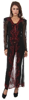 V-Neck Full Sleeves Beaded Long Sheer Jacket . 1285.