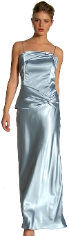 Full Length Spaghetti Strap Satin Evening Dress. 13610.