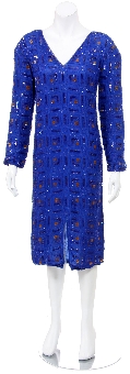 Tea Length Full Sleeves Pull Over Dress with Front Slit. 1641.