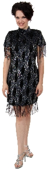Turtle Neck Vintage Fully Beaded Short Dress with Fringes. 2002.