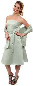 Strapless Satin Short Evening Dress. 21428.