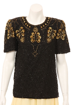 Short Sleeved Stylish Sequin Beaded Blouse. 4078.