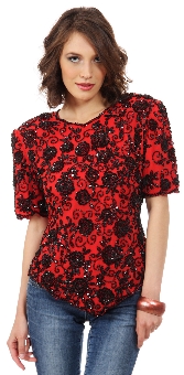 Fully Flowered Hand Beaded/Sequin Blouse. 4343.