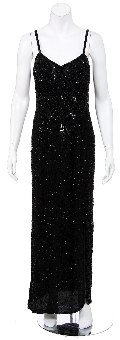Hand Beaded/Sequined Dress with Frontal Slit. 7508.