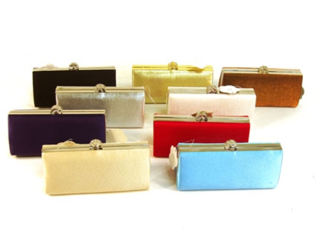 Metal Frame Shiny Satin Evening Bag. 874r.