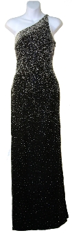 Single Shoulder Beaded Formal Dress. 9219.