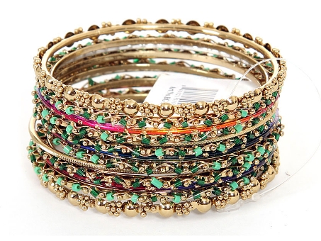 Set of 13 Multi Colored Bangle Bracelets. POB-1893.