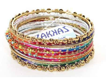 Set of 14 Brightly Colored Bangle Bracelets. POB-1922.
