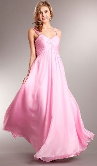 Broad Straps Shirred Bust Long Prom Dress. a622.