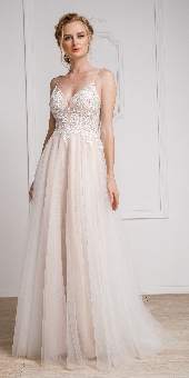 Spaghetti Lace Embroidered Prom Dress. a921.