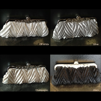Patterned Satin Evening Bag with Metal Trim. c030.