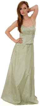 Criss Crossed 2 pc Beaded Formal Evening Dress. c2203.