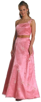 Single Shoulder Flower Applique Formal Dress. c2282.