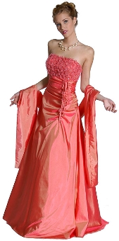 Off Shouldered Miniature Flower Taffeta Prom Dress. c26242.