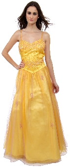 Crossed Back and Beaded Long Prom Gown. c26659.