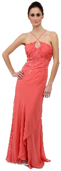 Keyhole Ruched Bust Beaded Plus Size Prom  Prom Dress. c27761.
