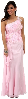Asymmetric Top Floral and Sheered Formal  Dress. c27762.