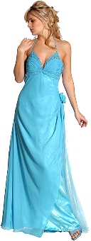 Single Flower Beaded Formal Prom Dress. c27777.