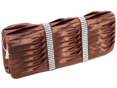 Rhinestone Embellished Satin Evening Bag in Bronze. ch-1003-bz.