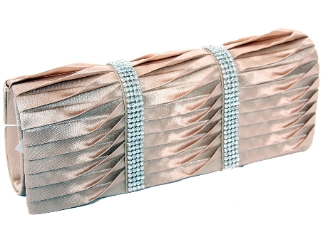 Rhinestone Embellished Satin Evening Bag in Champaign. ch-1003-ch.