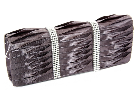 Rhinestone Embellished Satin Evening Bag in Gray. ch-1003-gy.