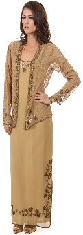 Long Formal Beaded Dress with Matching Jacket . d1028.
