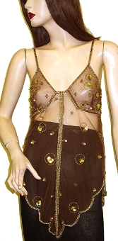 Asymmetric Net Top with Petal Sequin Accent. kc69-1.