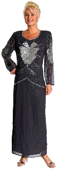 Floral Hand Beaded Formal Dress. kd132.