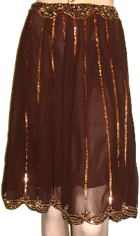 Bead Embellished Tea Length Skirt. ks96-1.