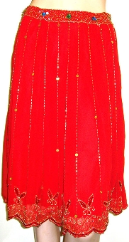 Bead Embellished Tea Length Skirt. ks97-2.
