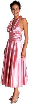 Halter Neck and Waisted Tea Length Party Dress. p028c.