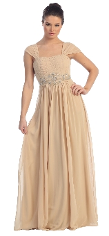 Empire Waist Prom Dress with Bead Accent. p8294.