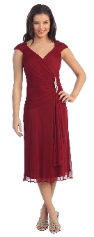 V-neck Broad Straps Medium Length Cocktail Cocktail Dress. p8488.
