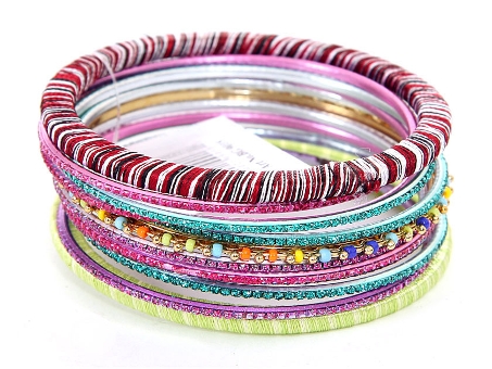 Set of 12 Handmade Bangle Bracelets. pob-02723d.