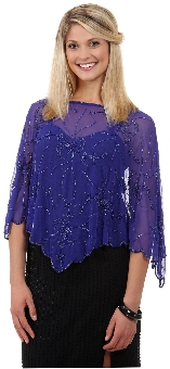 Round Neck Beaded Poncho Shawl. pr1.