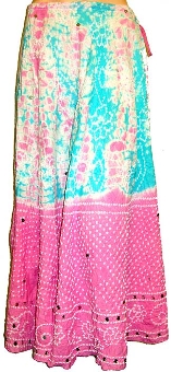 Tie & Dye Long Sequined Skirt with Drawstring. s12013-5.