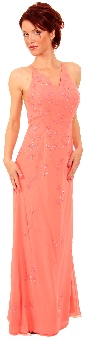 Beaded Formal Full Length Cocktail Dress. wlc004.
