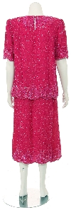 Two Piece Formal Blouse and Skirt Set back