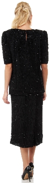 Half Sleeves Two Piece Beaded Blouse & Skirt Set back