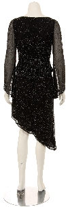Round Neck Full Sleeves 2-Piece Beaded Cocktail Dress  back in Black