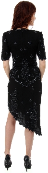 Half Sleeves Short Two Piece Formal Beaded Dress back